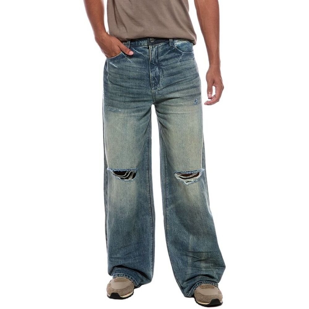 Rta Mens  Franco Wide Leg Jean, Blue